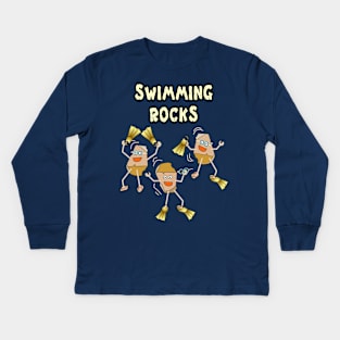 Swimming Rocks Text Kids Long Sleeve T-Shirt